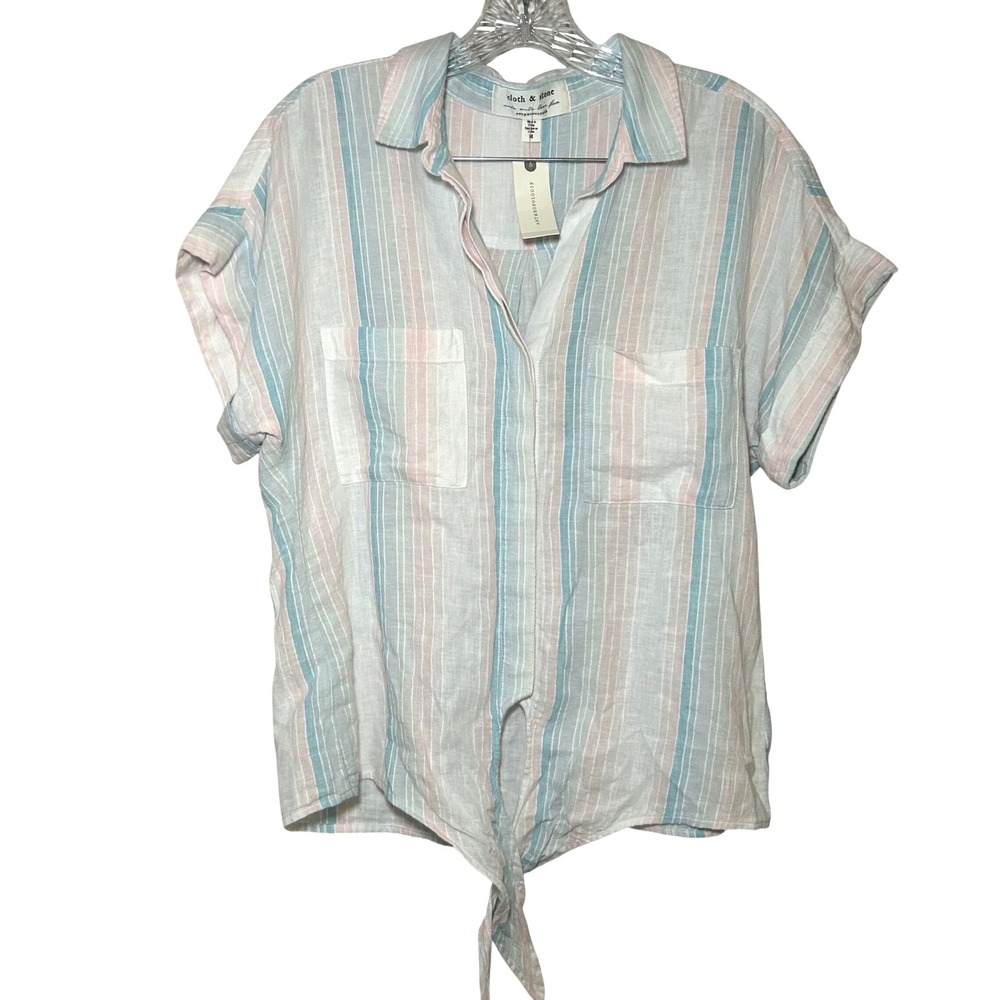 NWT cloth and stone Anthropologie multicolor striped shirt women's medium resort